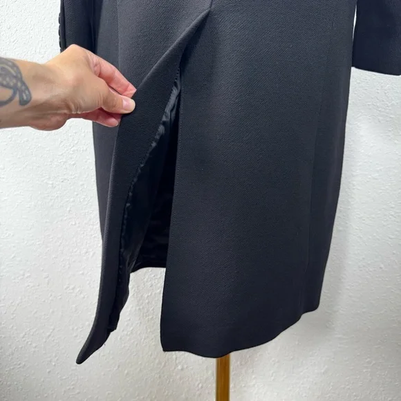 J. Crew Petite 2 Black Wool Blend Long Coat Hidden Placket Minimalist Overcoat - Picture 15 of 16